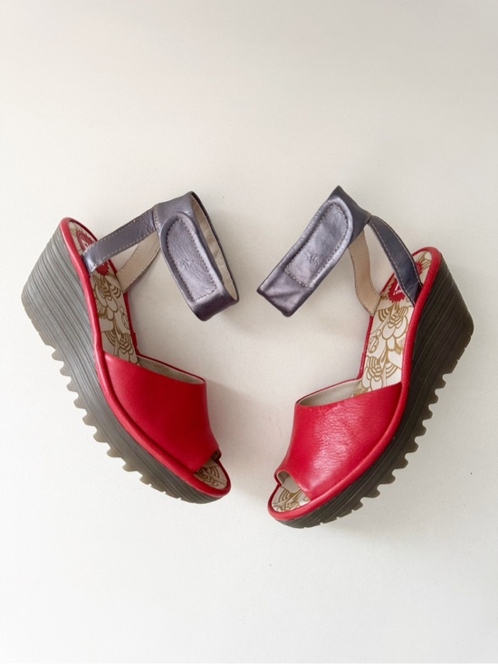 Fly London Shoes - Fly London Yula Wedge Sandal EU 39 US 8.5 Leather Ankle Strap Casual